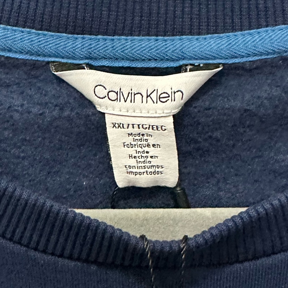Calvin Klein Men’s Dark Blue Sweatshirt with Light Blue Logo Trim Sz XXL - Picture 2 of 3